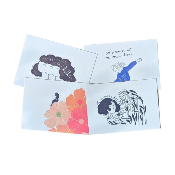 Carte postale illustration féministe sœurs amie amour philosophie
