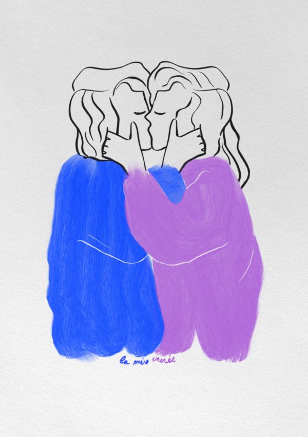 Deux femmes amantes qui s’embrassent Saint-Valentin