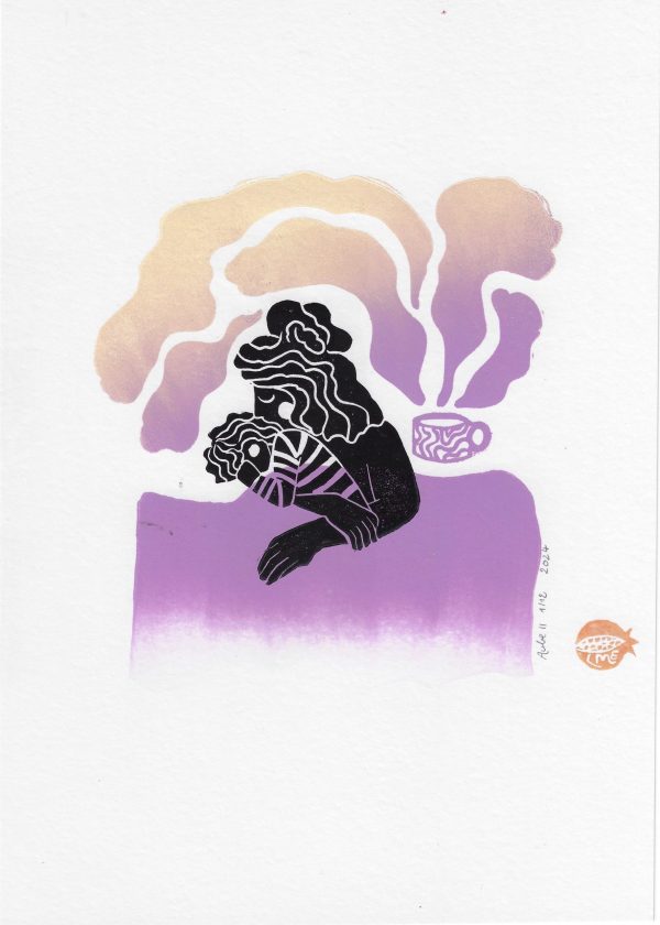 Illustration maman enfant câlin lit maternité