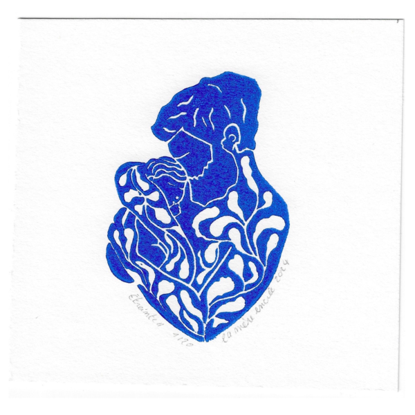 Linogravure - étreinte II